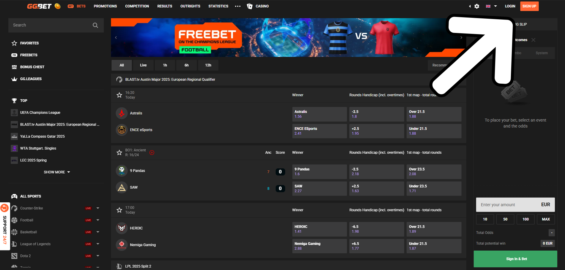 Откройте сайт GGBet и нажмите на кнопку регистрации