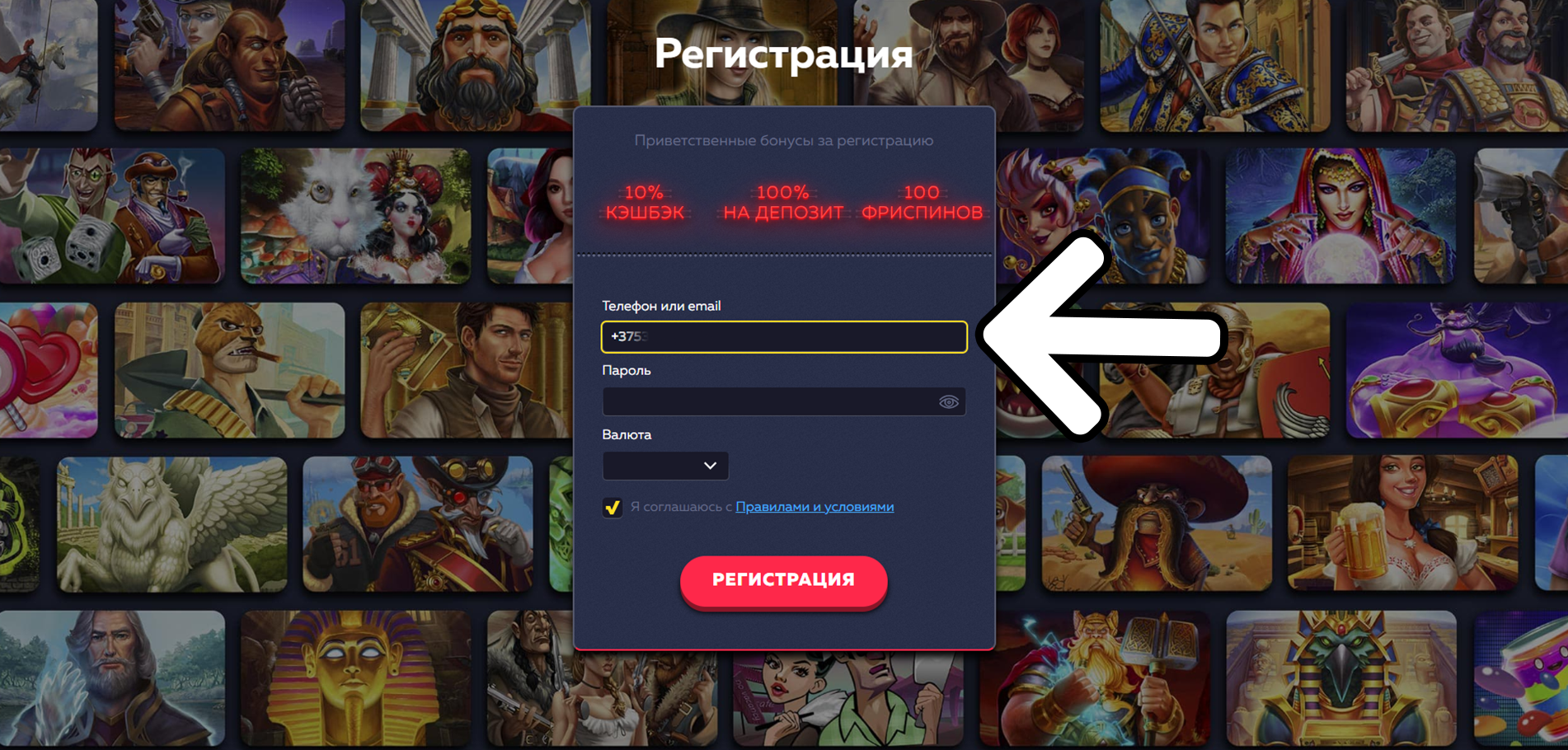 Введите свою электронную почту или номер телефона - регистрация Vavada Беларусь